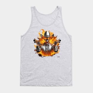 Flaming Skull Shooting Cowboy by focusln Tank Top